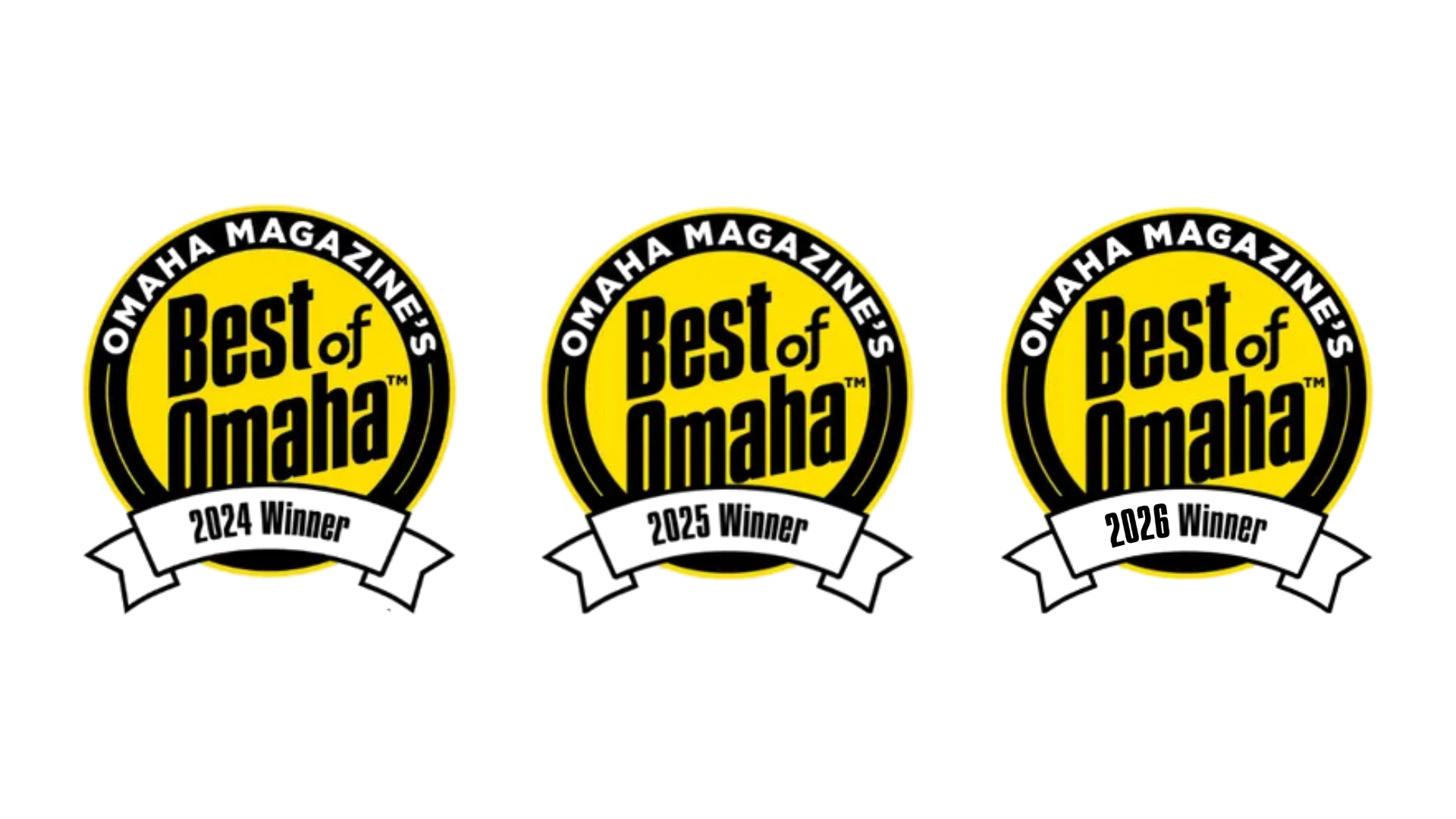 Best of Omaha Award seals for 2024 & 2025.