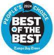 A blue sticker that says people 's choice best of the best for Seabreeze Pest Control
