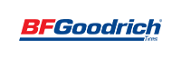 The logo for bfgoodrich tires is blue and red on a white background.
