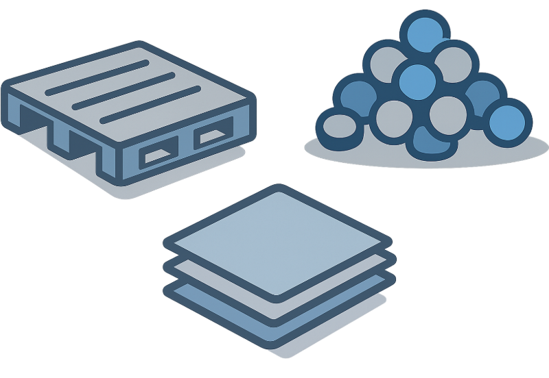 Reusable Plastic Pallet Icon, Thermoplastic Resin Pellet Pile Icon, Minimalist Paper Stack Icon