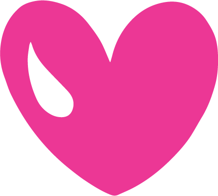 A pink heart with a hole in the middle on a white background