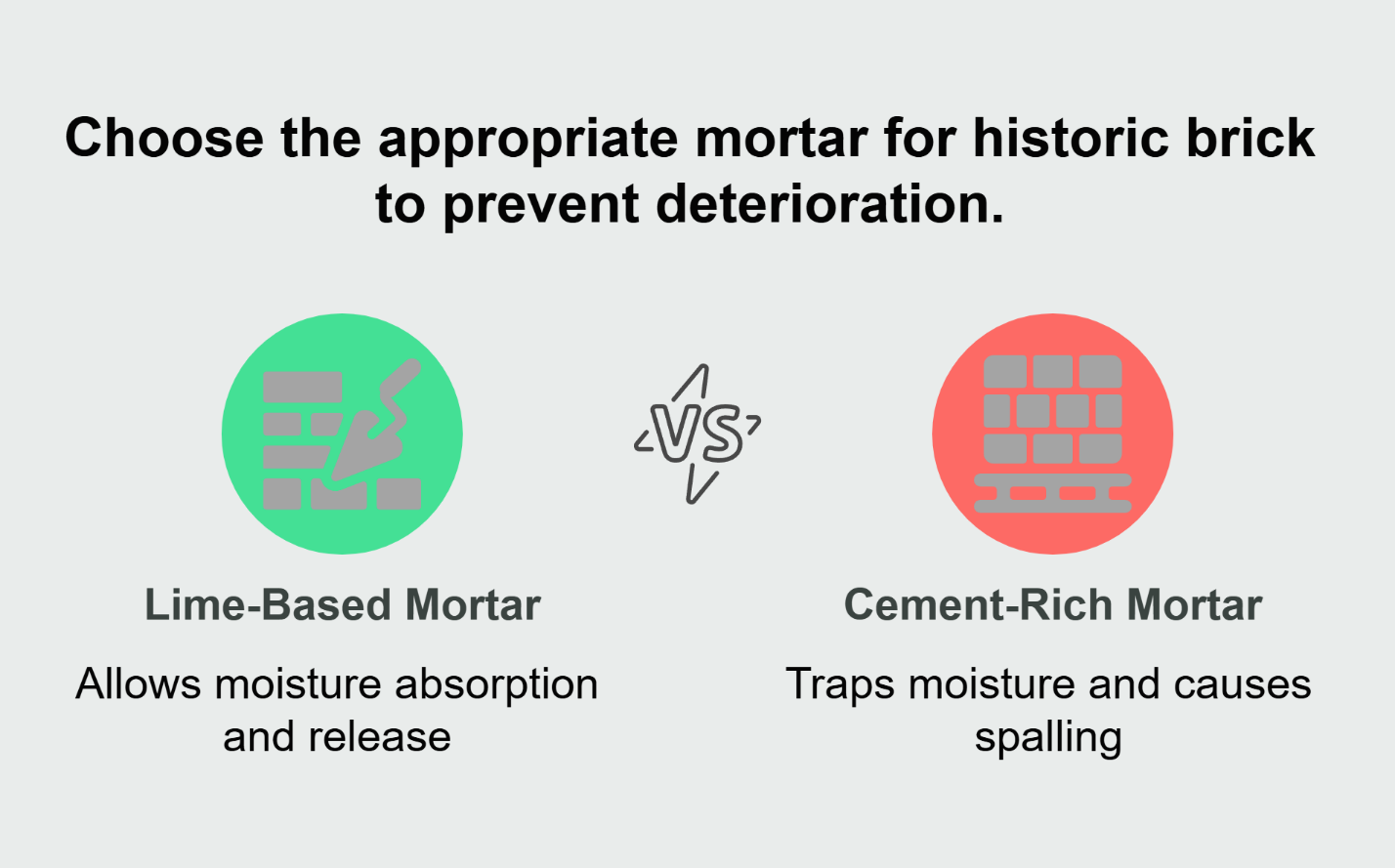 A cross-section showing lime-rich, permeable joints vs. cement-hard joints.