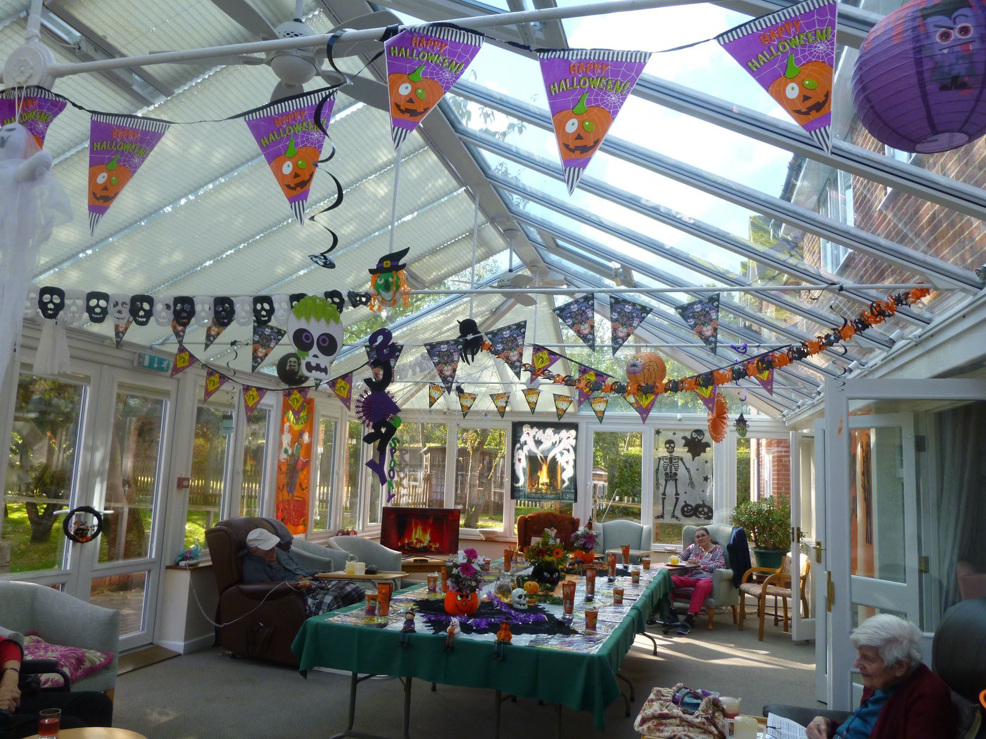 Room decorated for Halloween