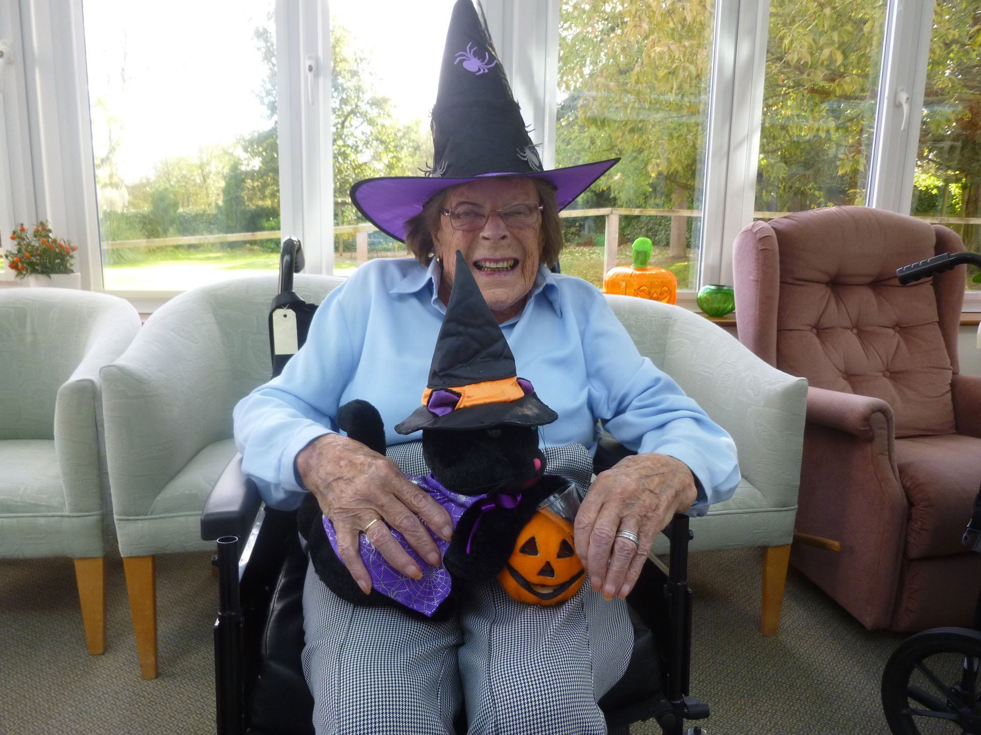 Senior woman dressed for Halloween 2