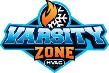 Varsity Zone HVAC logo with blue and orange text and a flame-snowflake icon
