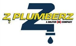 Z Plumberz logo with blue pipe-shaped Z, yellow text, and a water droplet