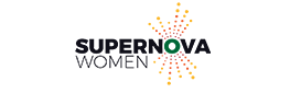Supernova Women logo with text and an exploding burst of light.