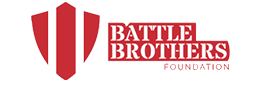Red logo of the Battle Brothers Foundation, with a shield graphic and the words 