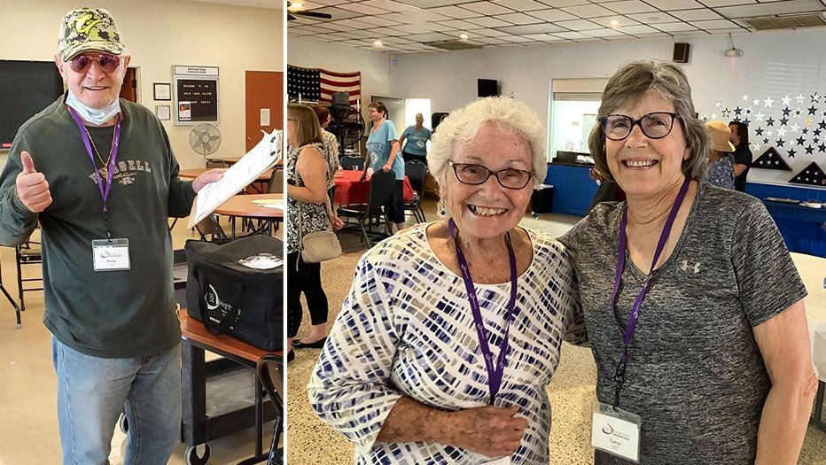 Volunteers helping seniors