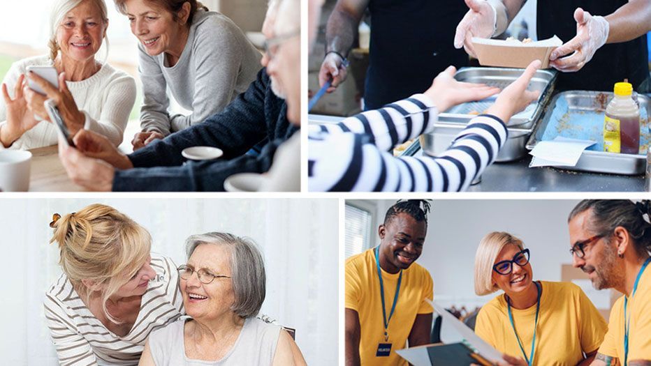 Volunteers helping seniors