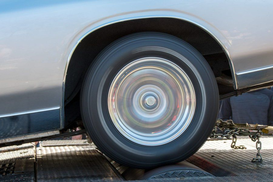 A Close Up of a Car Wheel on a Ramp — Powerhouse Auto Repairs Bundaberg in Bundaberg East, QLD