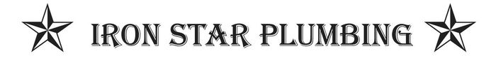 Logo for Iron Star Plumbing, with two stars flanking text in a serif font.