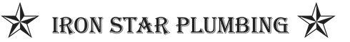 Logo for Iron Star Plumbing, featuring a five-pointed star on either side of the company name.