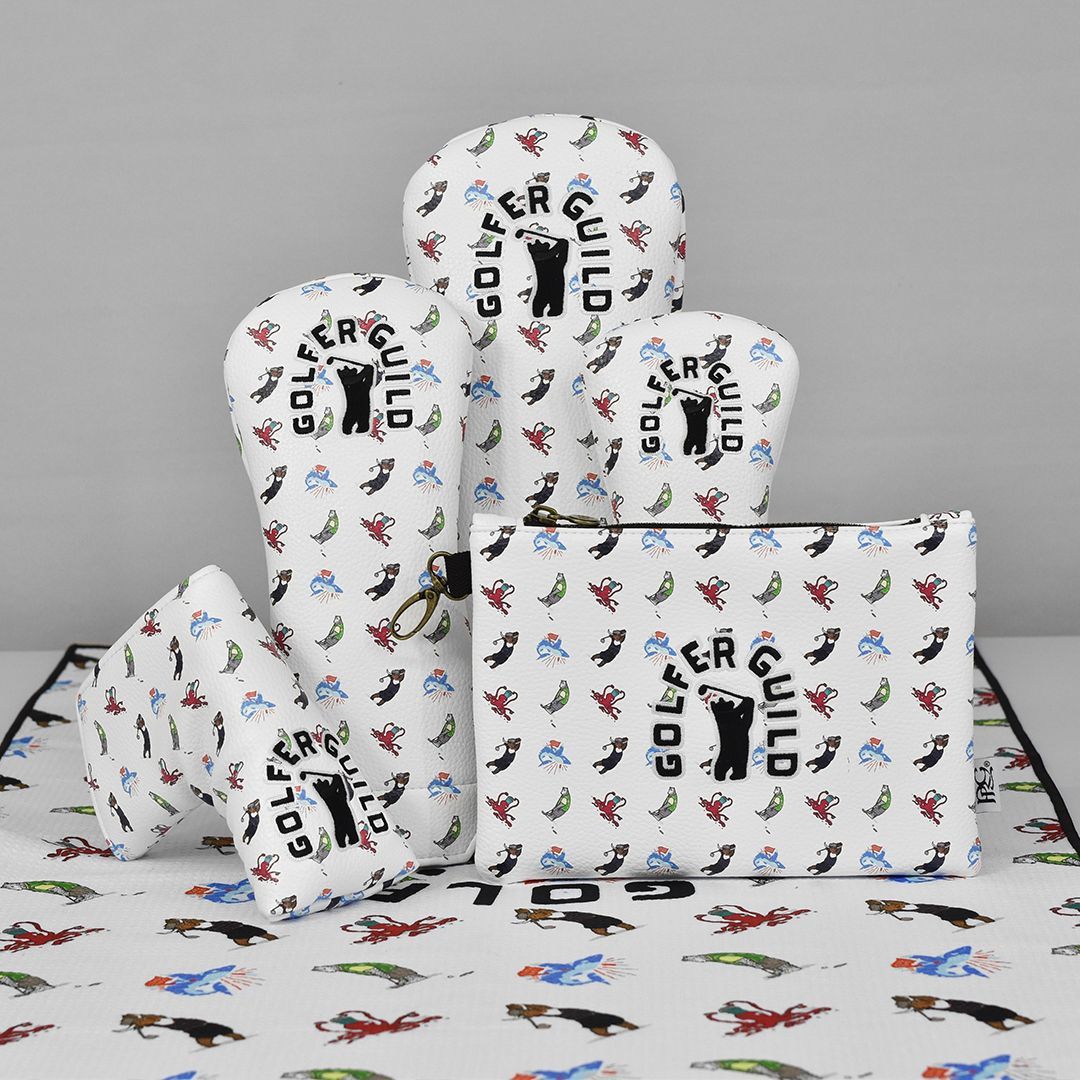 Golfer Guild Elite Micro Print Collection featuring golfing animal art by Claesson & Vaun.