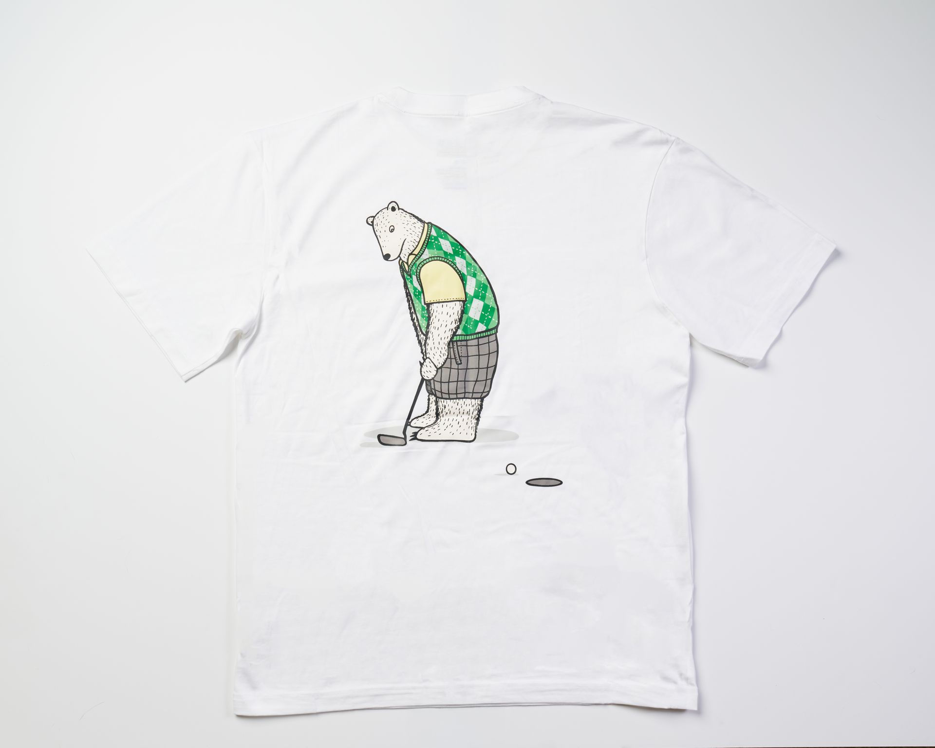 Golfer Guild SUPIMA® cotton Arctic Ace tee with polar bear golfing animal art by Jonas Claesson