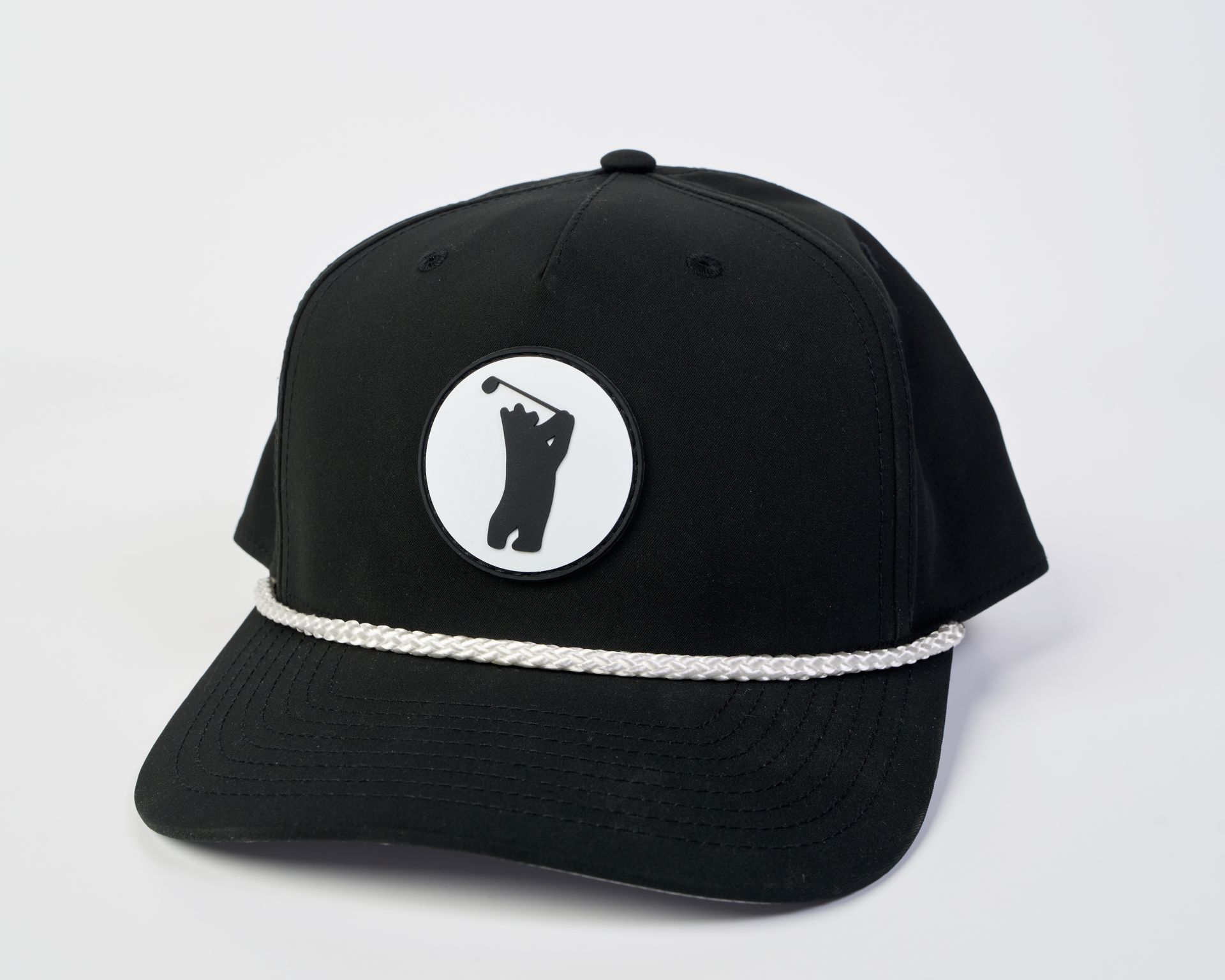 Golfer Guild Bear Drive Rope Hat with golfing animal bear art by Jonas Claesson.