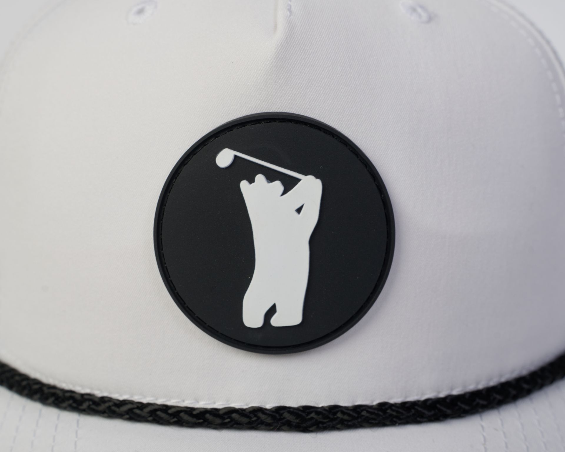 Golfer Guild Bear Drive Rope Hat with golfing animal bear art by Jonas Claesson.