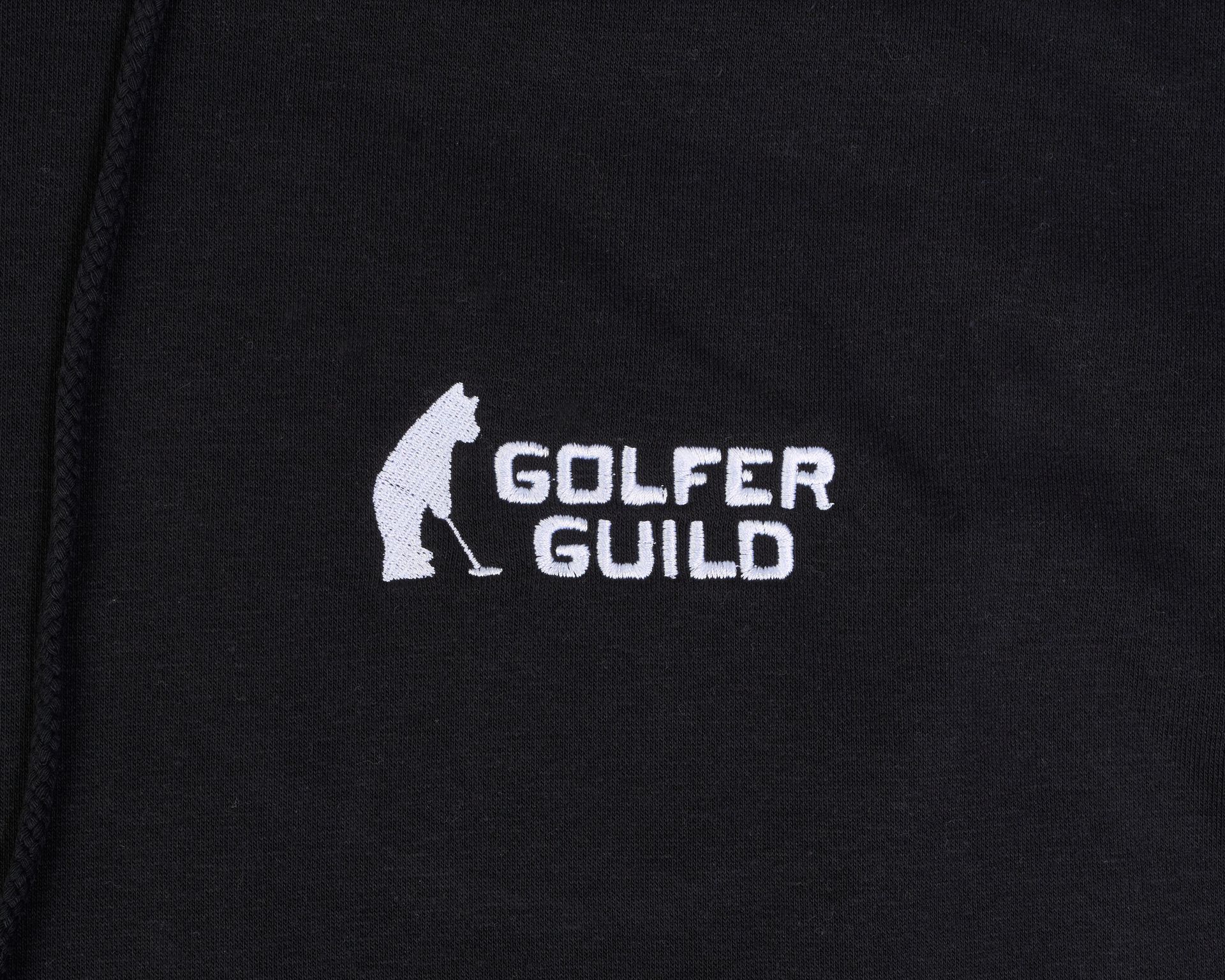 Golfer Guild Coziest Hoodie with Jonas Claesson golfing animal art, sustainable cotton fleece