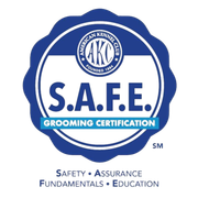 S.A.F.E. grooming certification badge from the American Kennel Club