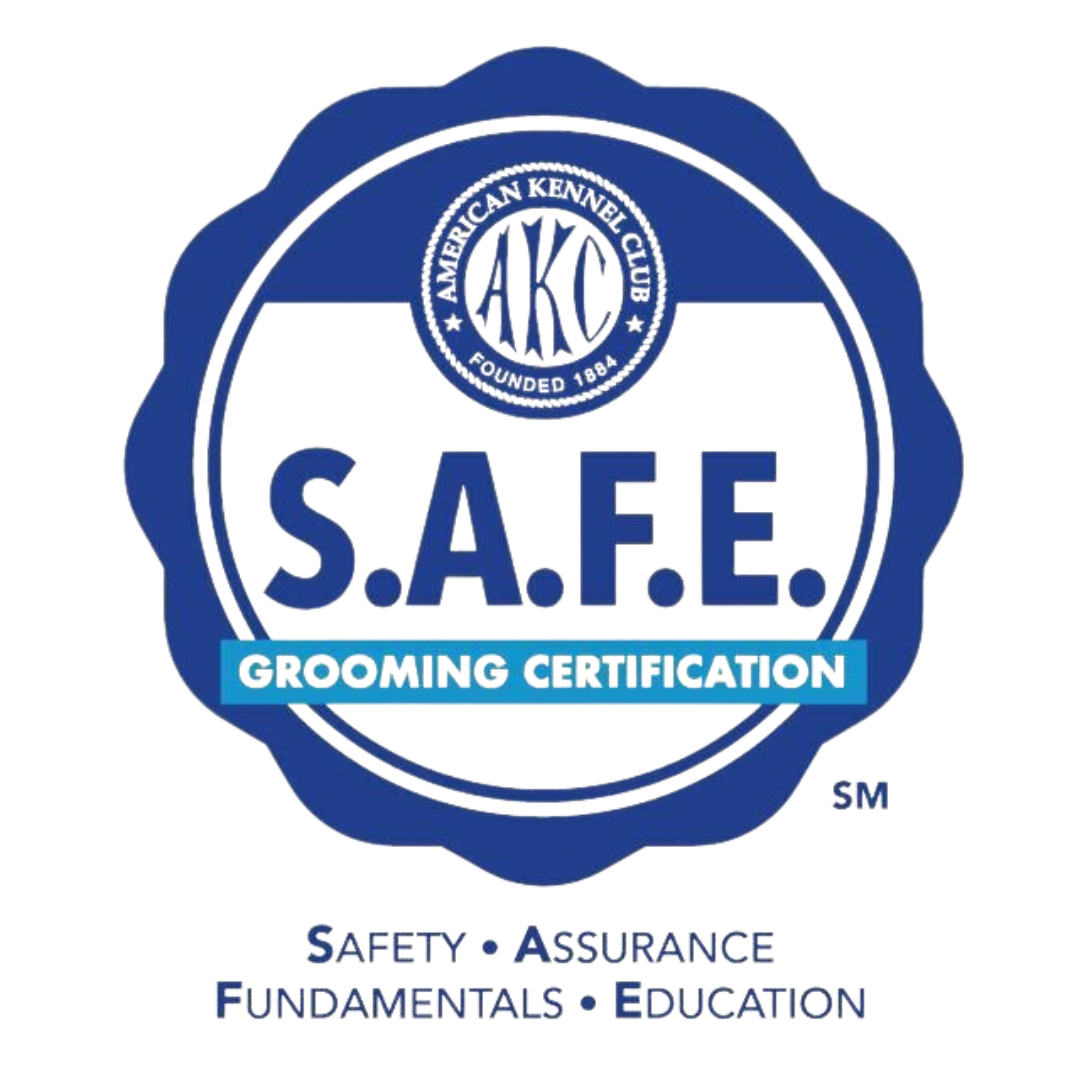 S.A.F.E. grooming certification badge from the American Kennel Club