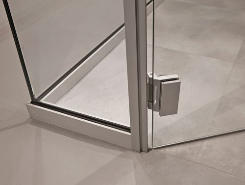 A Close Up Of A Glass Door With A Hinge On It - Bolingbrook, IL - Master Locksmithing Inc