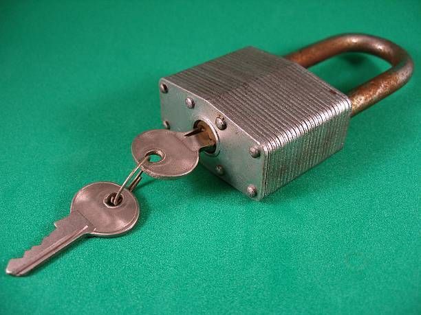 A Padlock With Two Keys Is Sitting On A Green Table - Bolingbrook, IL - Master Locksmithing Inc