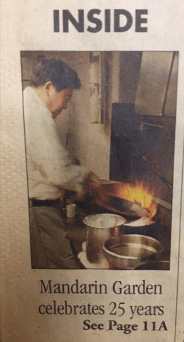 A newspaper article about mandarin garden celebrating 25 years