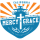Logo for Mercy & Grace Ministries in California, featuring a guard tower and cross, with the tagline: "Setting the Captives Free."