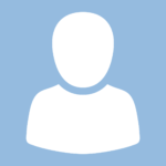 White silhouette of a person on a light blue background.