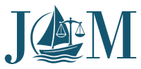 A blue logo with a scale of justice and the letter m.