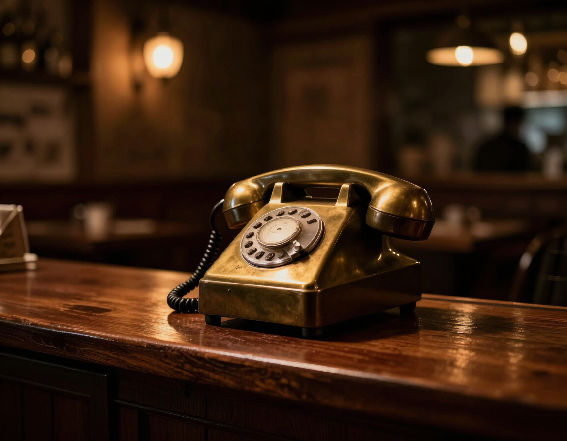 Restaurant phone station, moody cinematic lighting