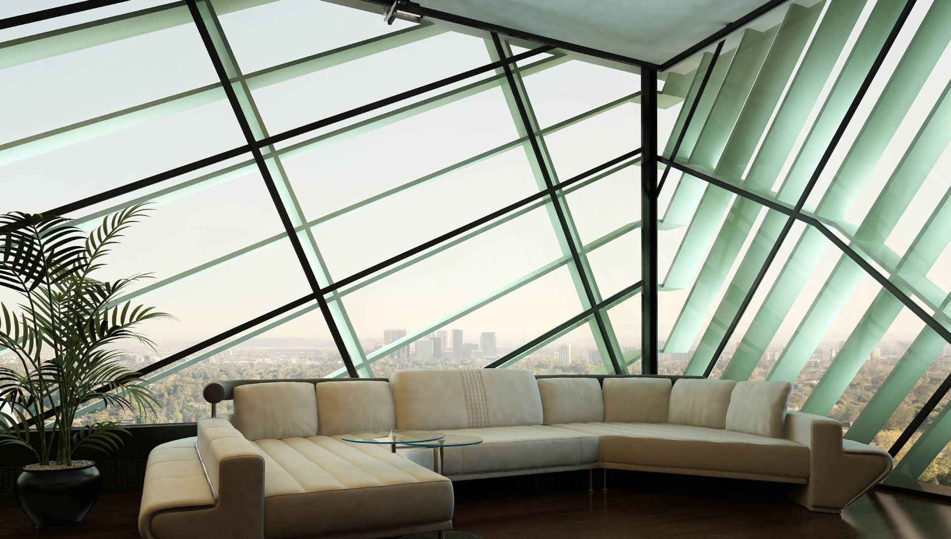 vetrata con profili in PVC