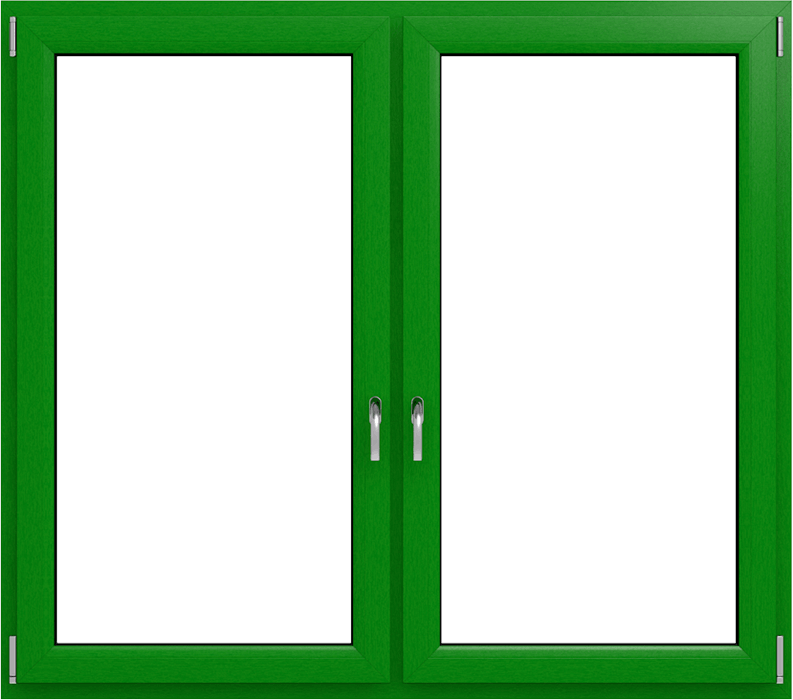 finestra in PVC di colore verde