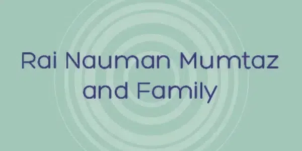 the name rai nauman mumtaz and family is on a green background