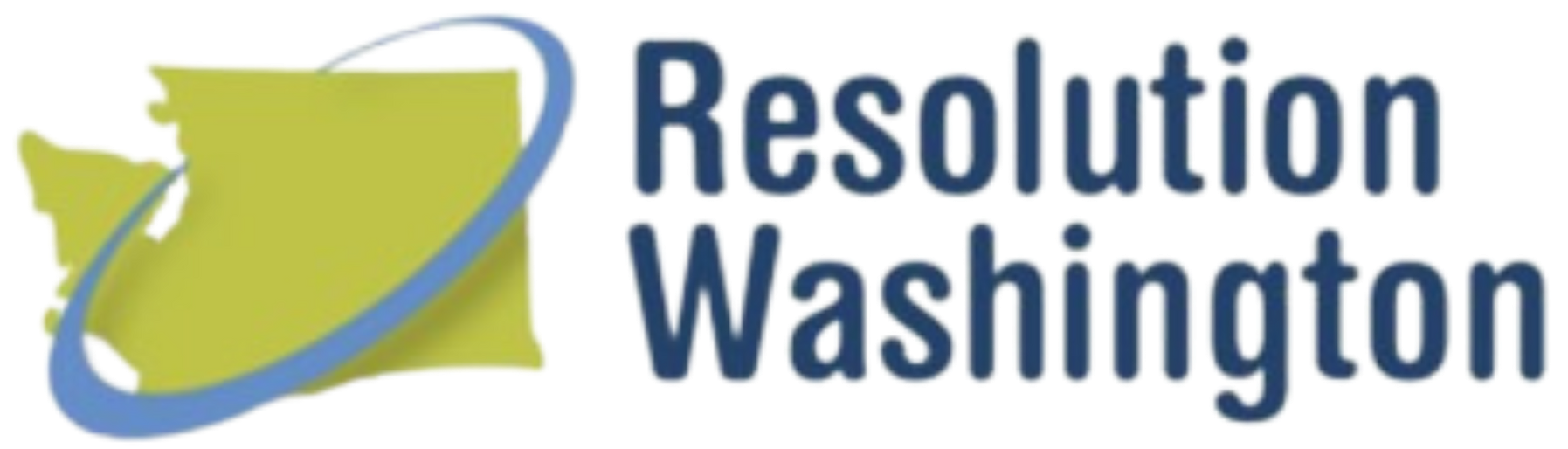 A logo for resolution washington with a map of washington