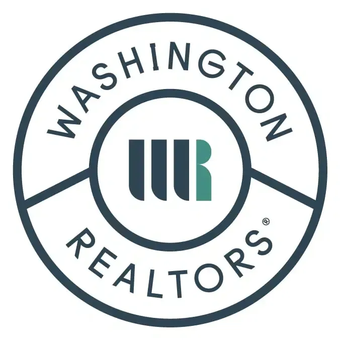 the logo for washington realtors is a circle with a letter w in the center .