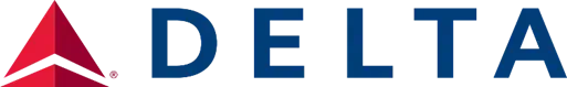 a delta logo with a red triangle on a white background