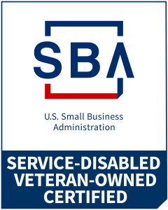 U.S. Small Business Administration logo indicating Service-Disabled Veteran-Owned Certified status.