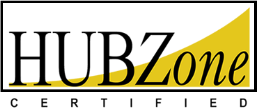 HUBZone logo with black text on a yellow background, and the word