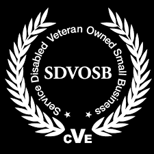 SDVOSB seal: white laurel wreath surrounding text