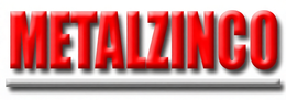 Testo METALZINCO in rosso con una linea bianca e grigia sottostante.