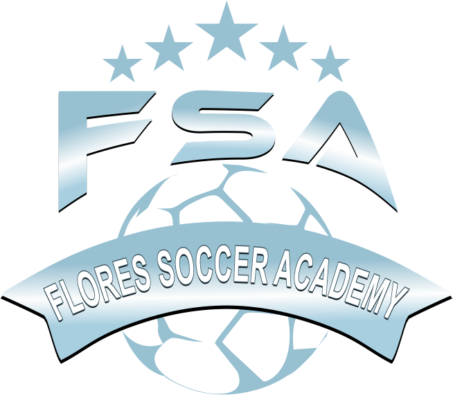 Flores Soccer Academy logo with cutout soccer ball.