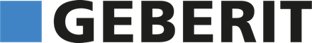 Il logo Geberit, caratterizzato da un quadrato blu seguito dal nome del marchio 