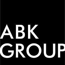Il logo di ABK GROUP con testo bianco senza grazie su sfondo quadrato nero.