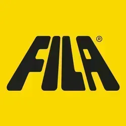 Logo Fila nero su sfondo giallo tinta unita.