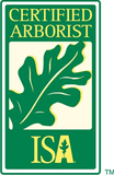 A certified arborist isa logo with an oak leaf
