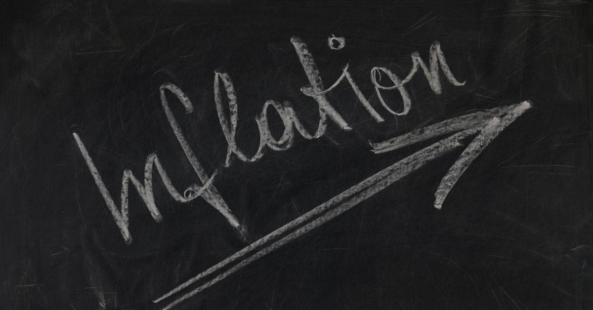 Chalkboard with the word inflation written on it.