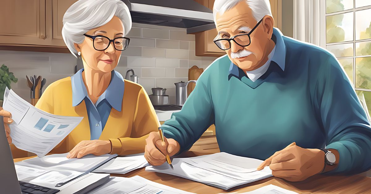 A senior couple going over healthcare costs.