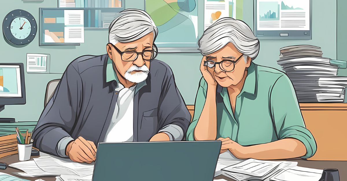 An illustration of a husband and wife going over documents together.