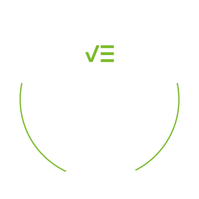 Green checkmark and three horizontal lines above a curved outline.